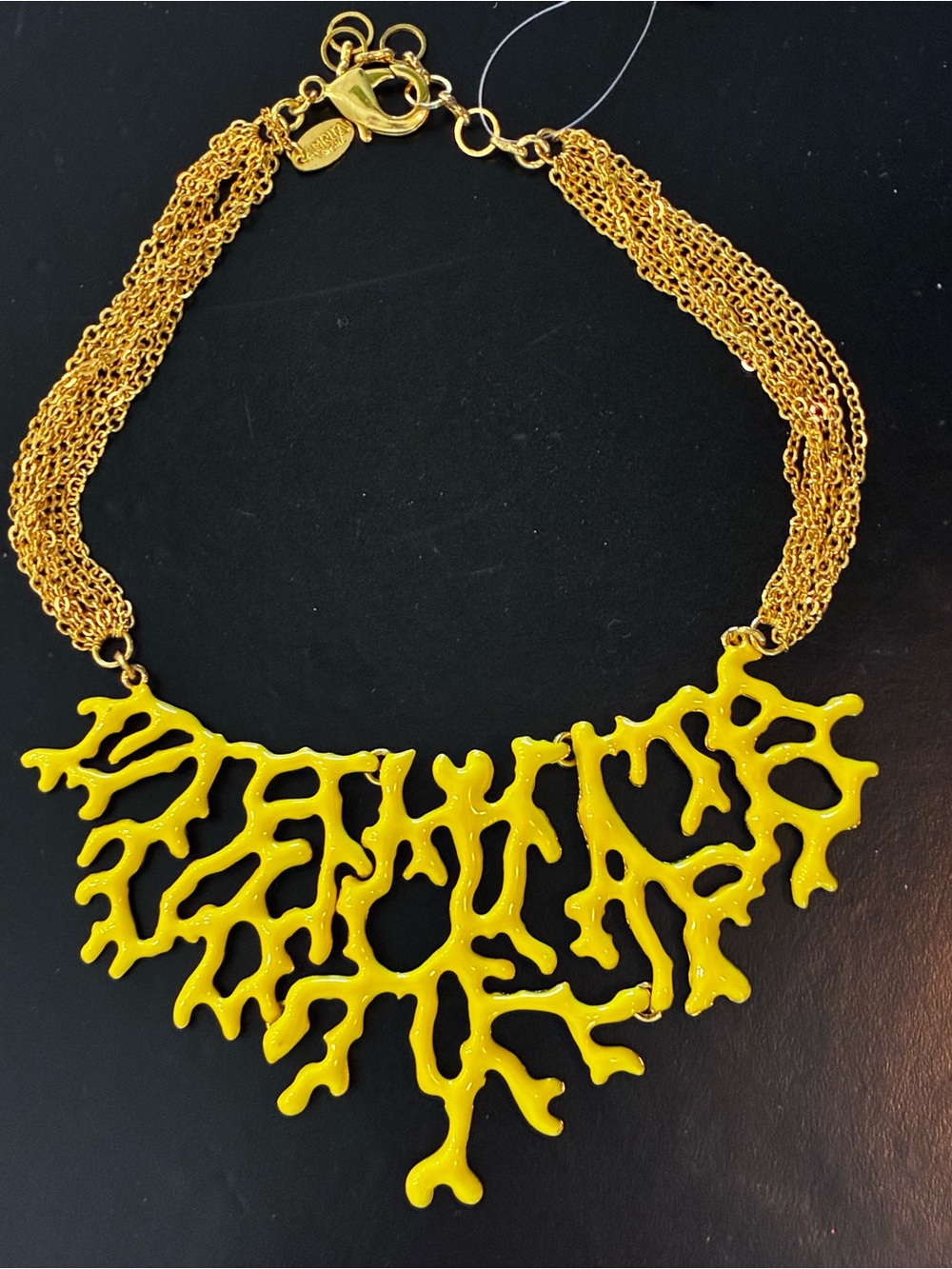 Gold Chain Necklace with Enamel Yellow Sea Coral available in 4 colors! NIB